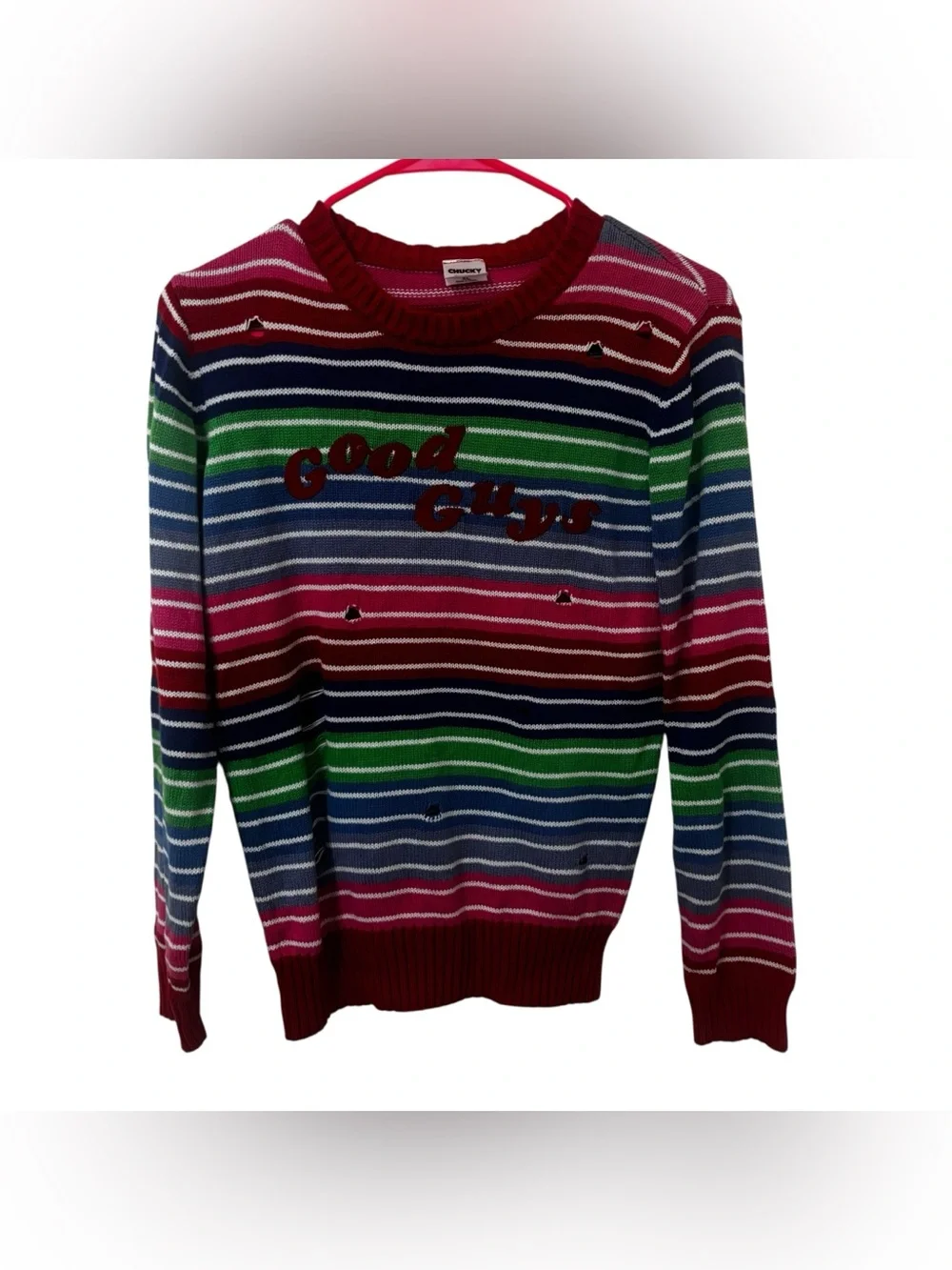 Spirit Halloween Good Guys youth  Striped Multicolor Knit Sweater size XL kids